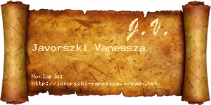 Javorszki Vanessza névjegykártya